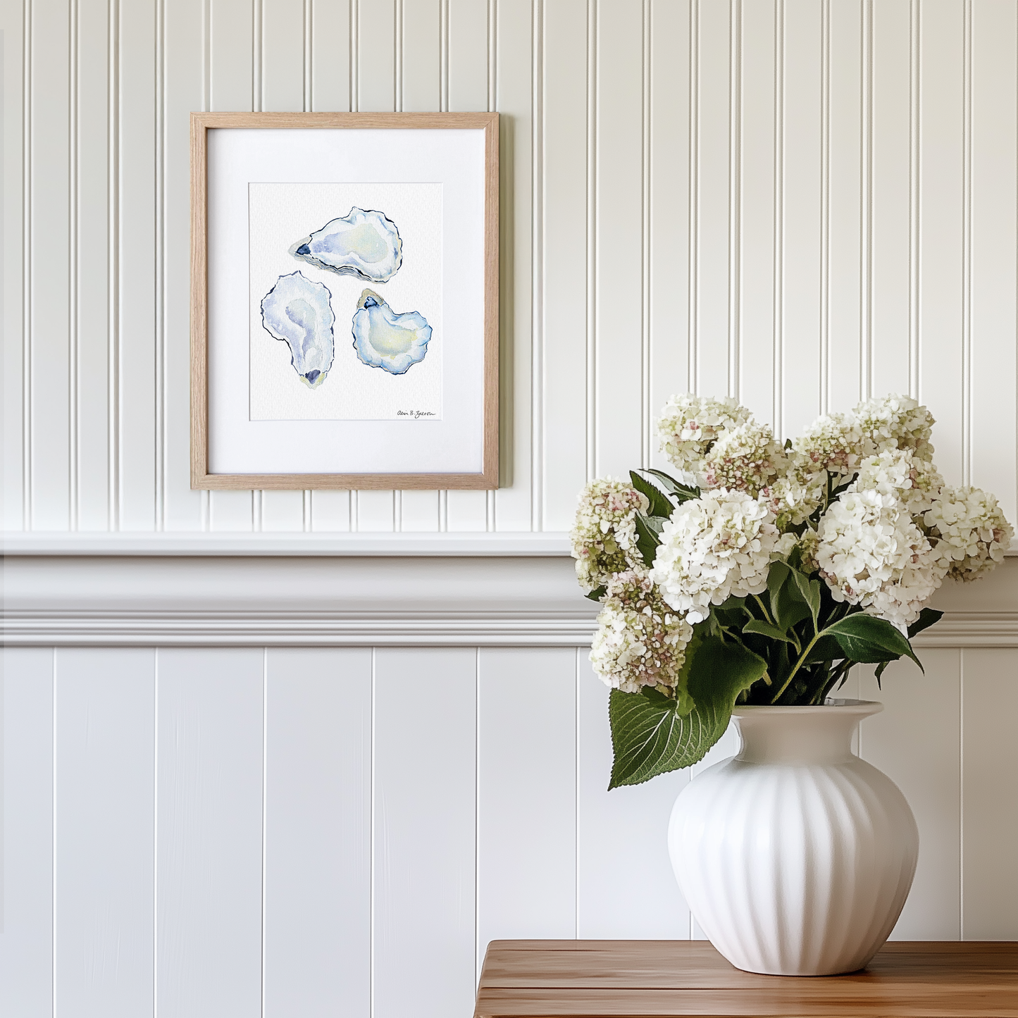 Oyster Shells Framed Watercolor Art Print
