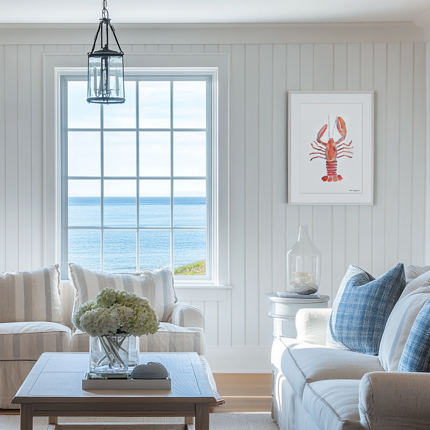 Lobster Shell Framed Watercolor Art Print