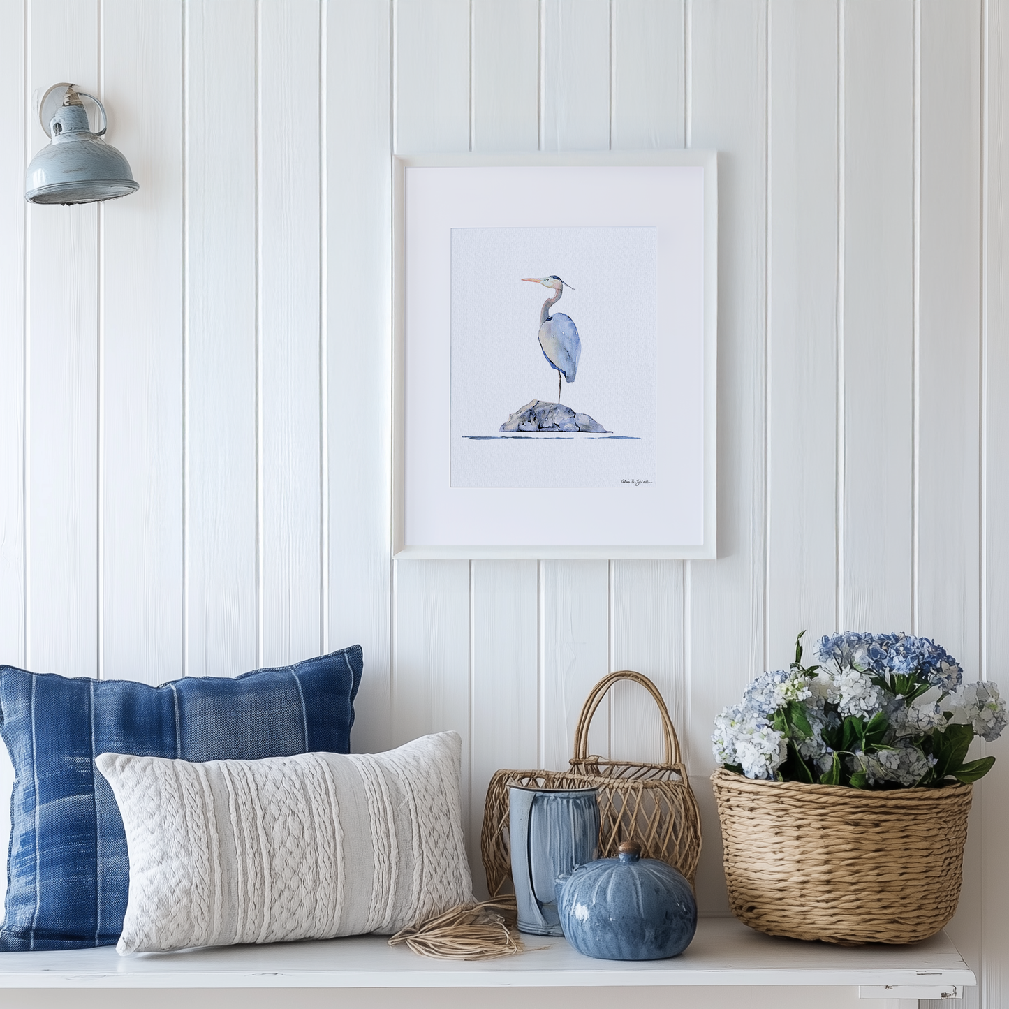 Great Blue Heron Watercolor Art Print