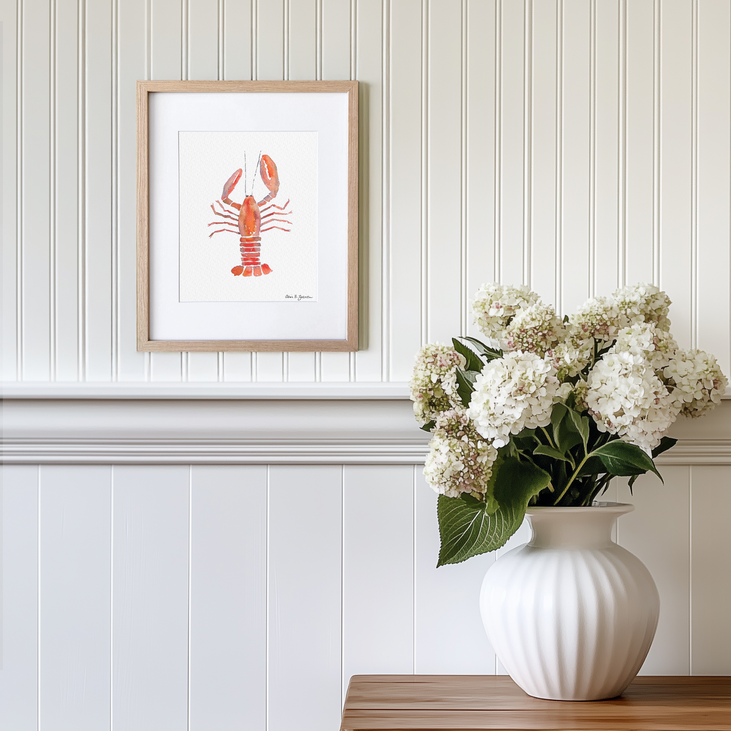 Lobster Shell Framed Watercolor Art Print
