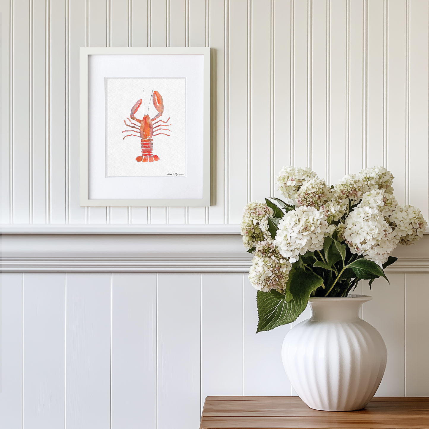 Lobster Shell Framed Watercolor Art Print
