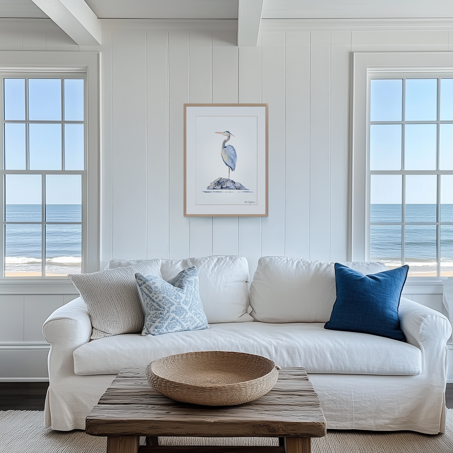 Great Blue Heron Watercolor Art Print