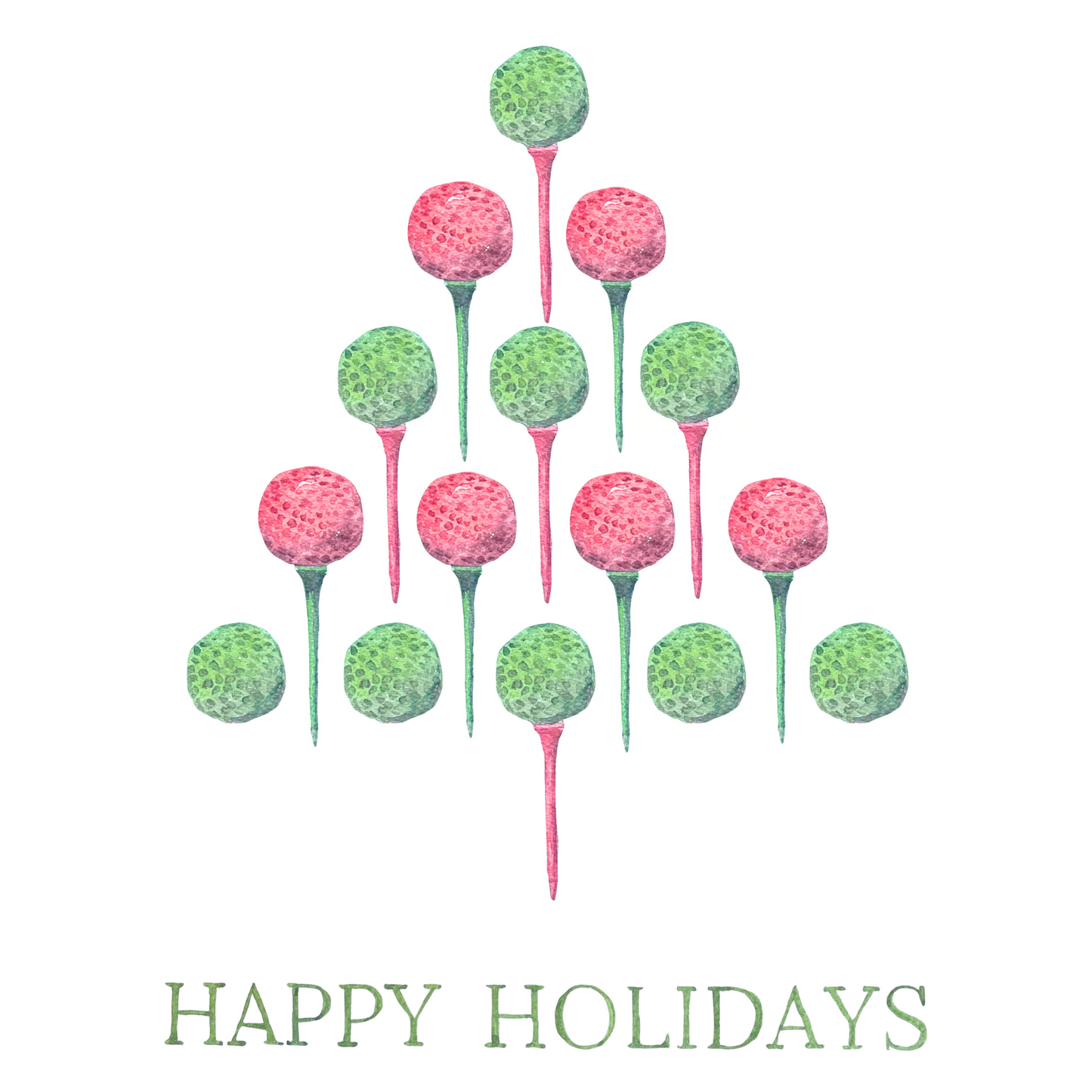 Golf Christmas Tree Note Card Set (Happy Holidays)