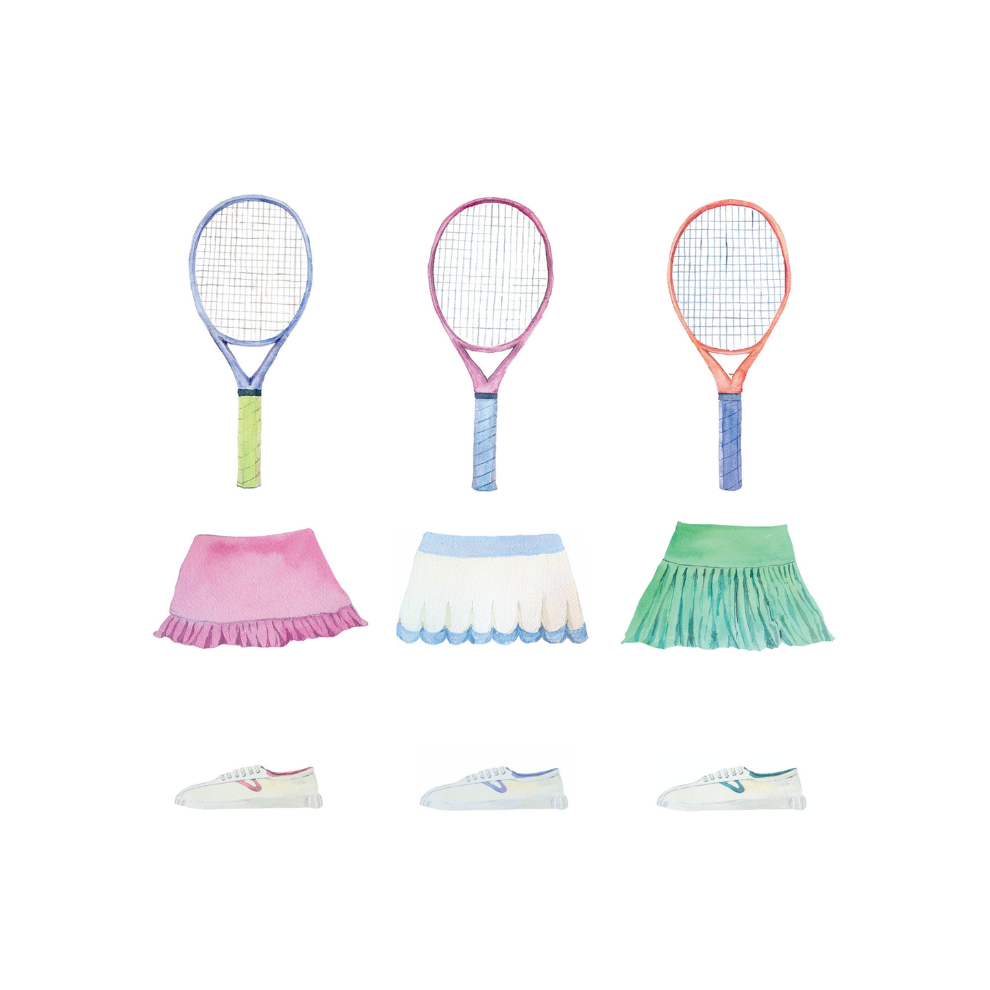 Ladies' Tennis Watercolor Note Card Set