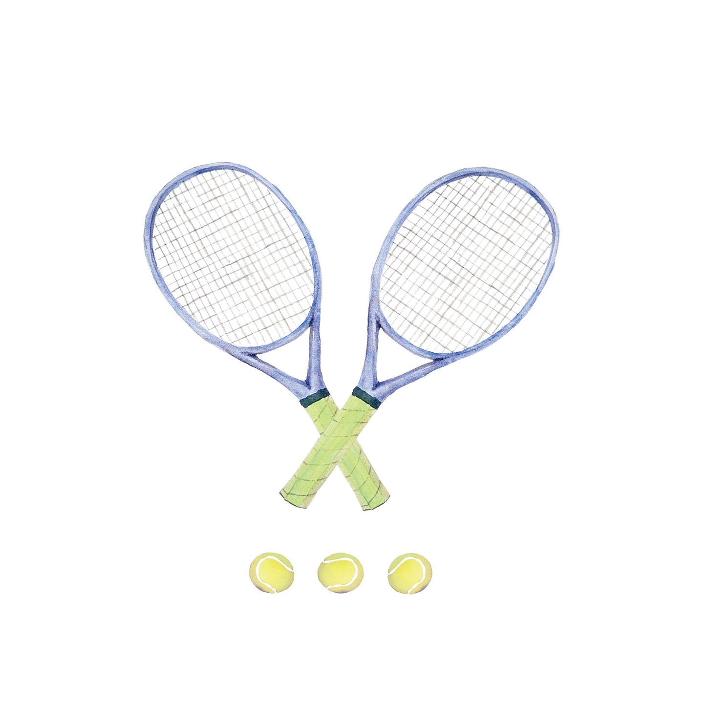 Crossed Tennis Rackets Watercolor Note Card Set