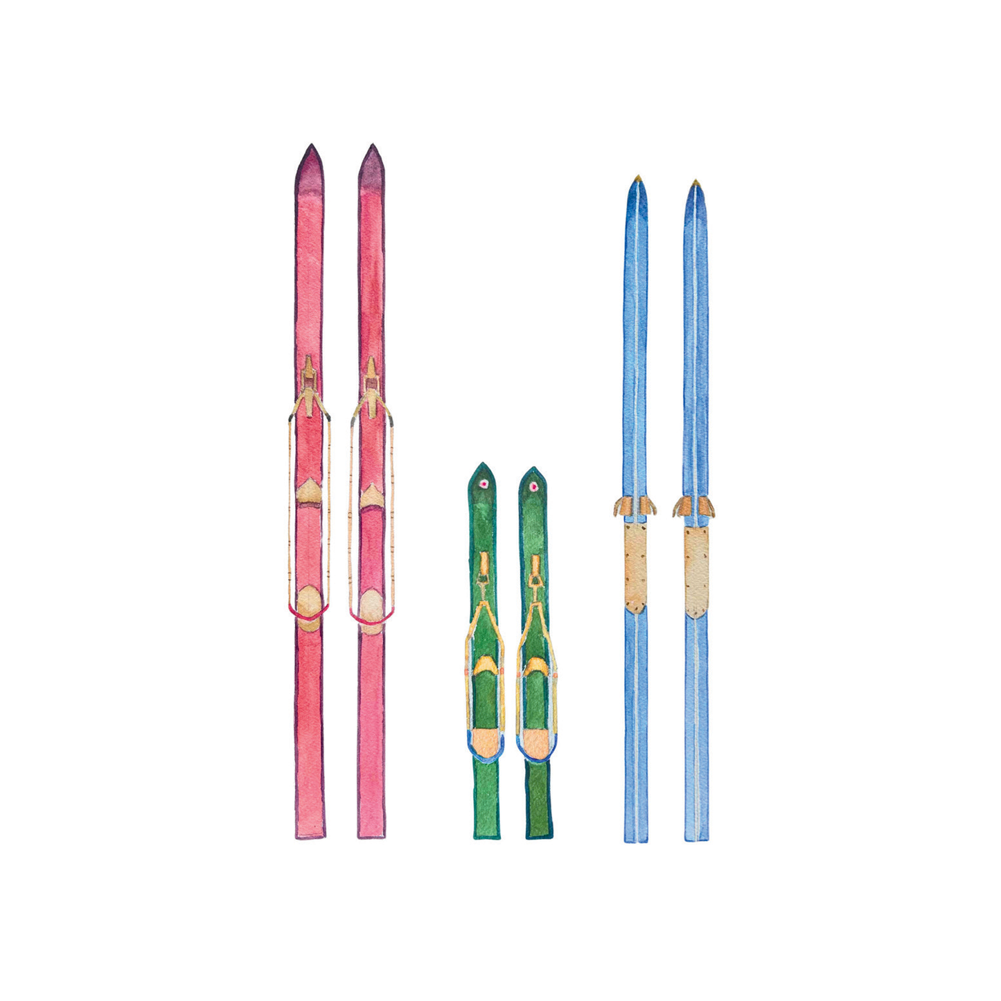 Vintage Skis Gift Enclosure Card Set