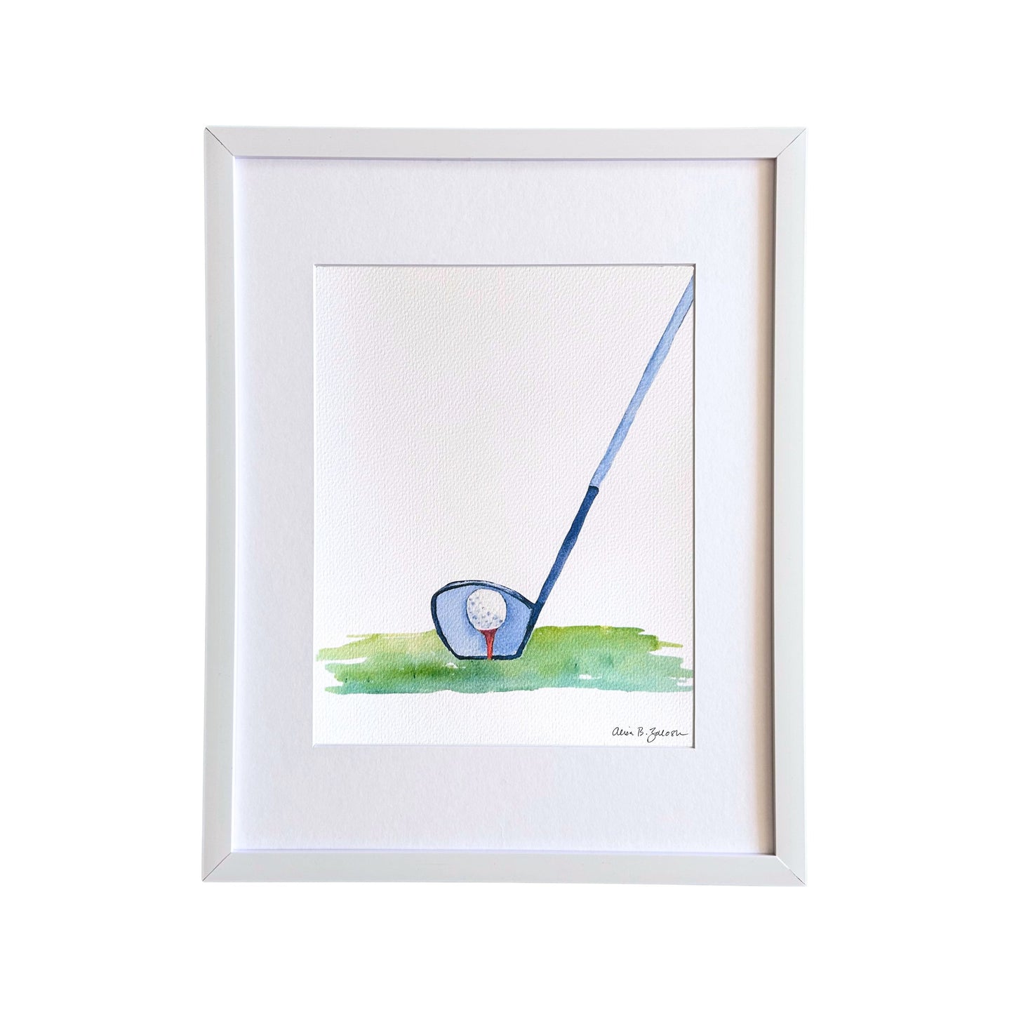 Golf Driver and Ball Watercolor Art Print