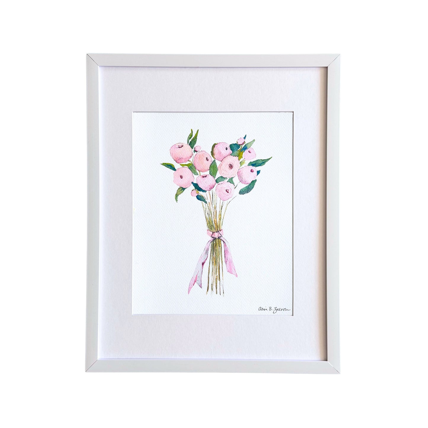 Peonies Bouquet Watercolor Art Print