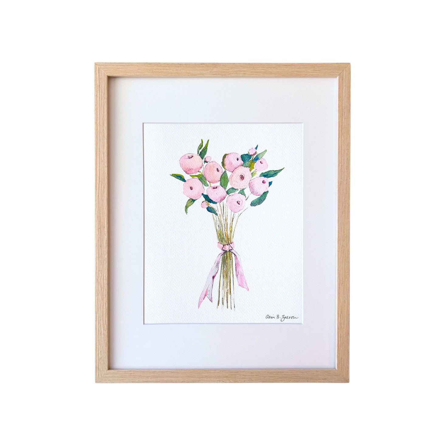 Peonies Bouquet Watercolor Art Print