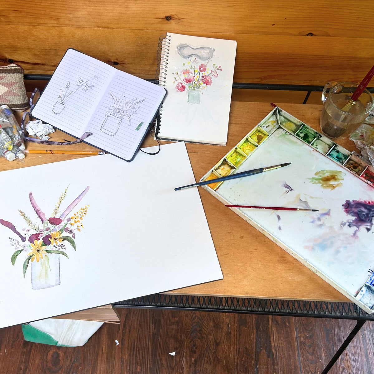 Autumn Wildflowers Watercolor Note Card Set - Assorted Designs