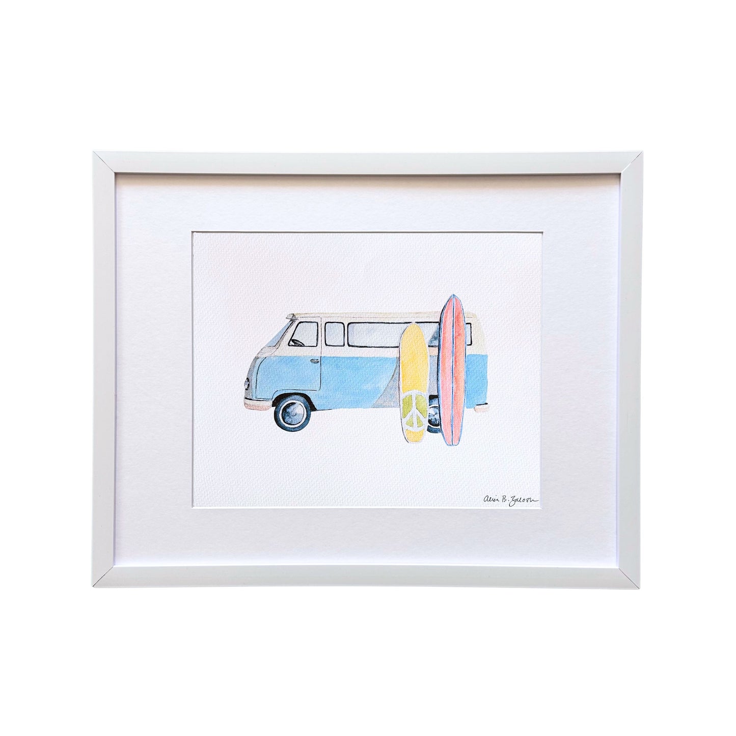 Surf Van and Boards Watercolor Art Print
