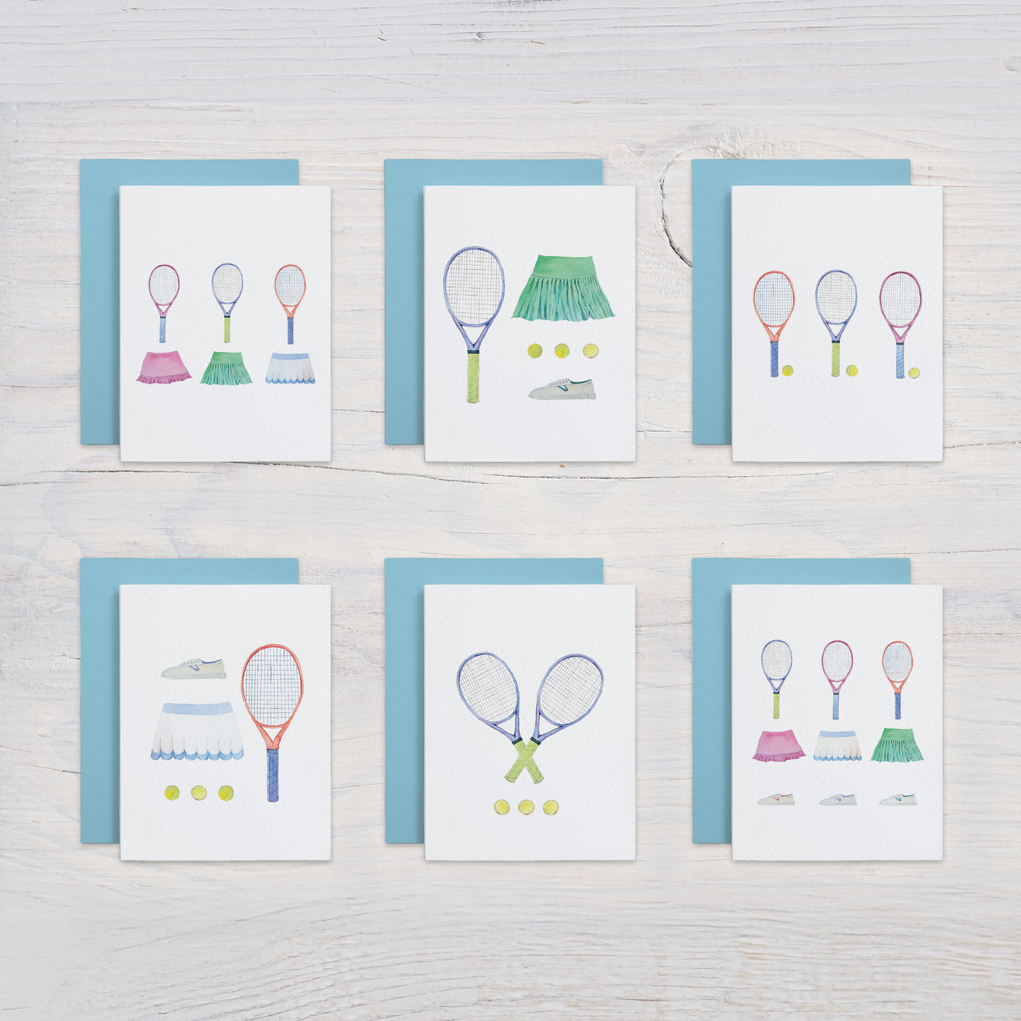 Tennis Note Card Set (6 Assorted Designs)