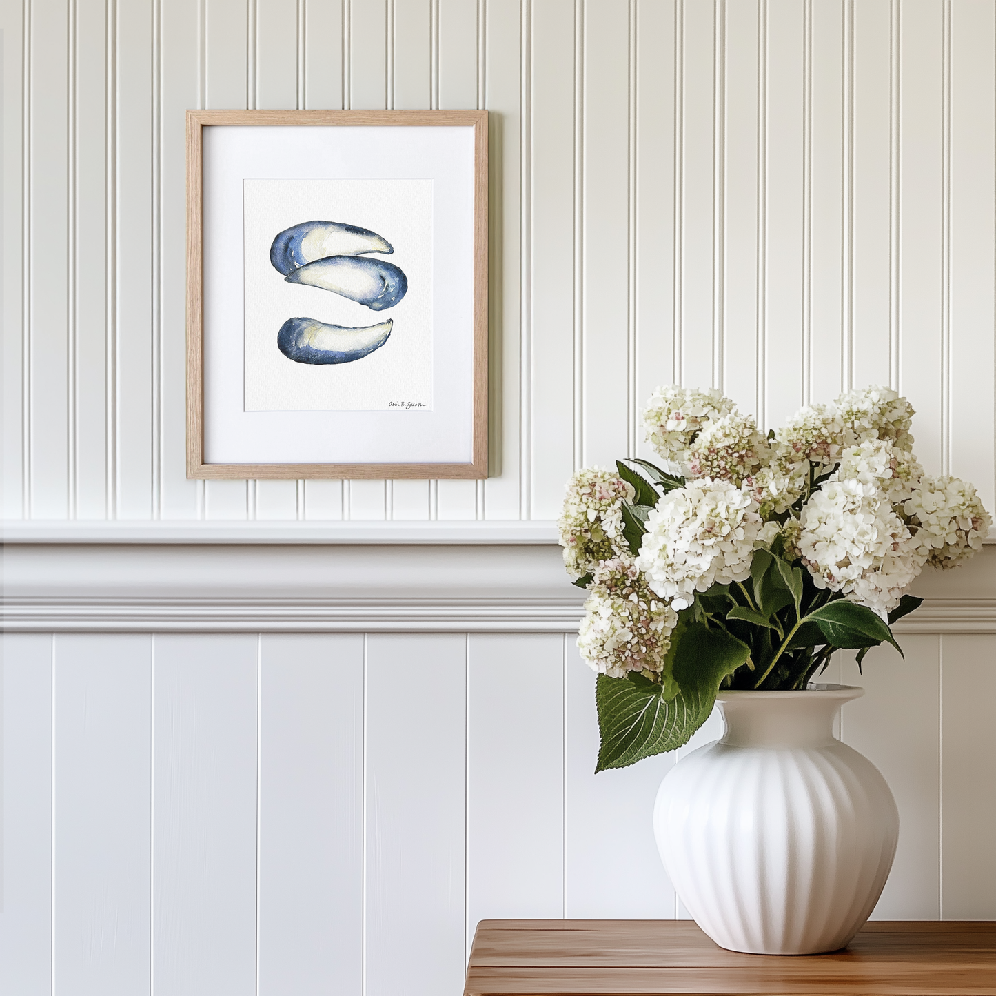 Mussel Shells Framed Watercolor Art Print