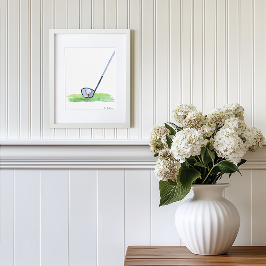 Golf Driver and Ball Watercolor Art Print