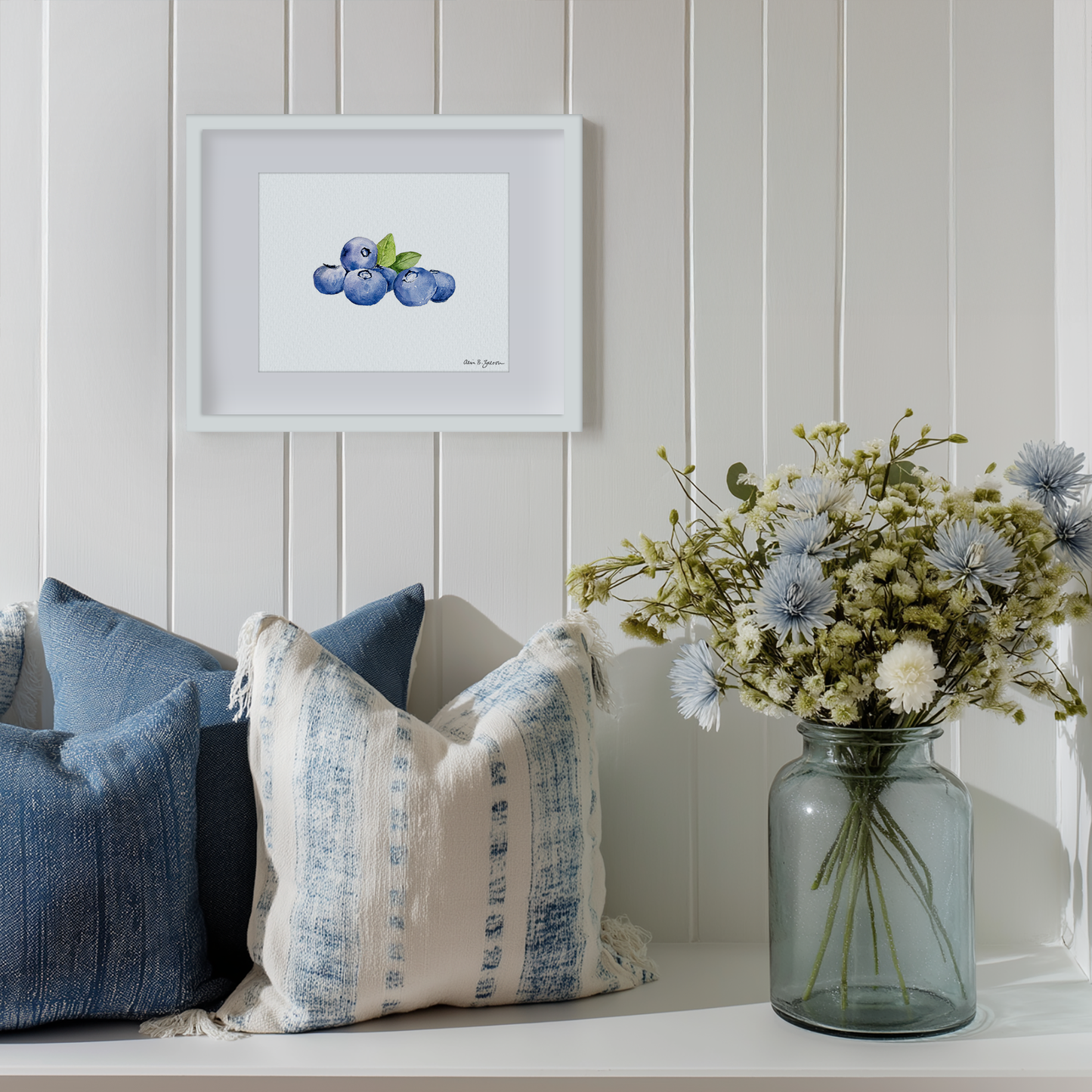Blueberries Watercolor Art Print