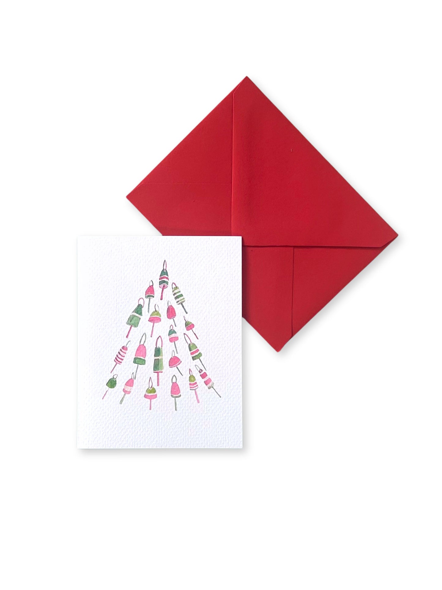 Lobster Buoy Tree Holiday Watercolor Note Card Set