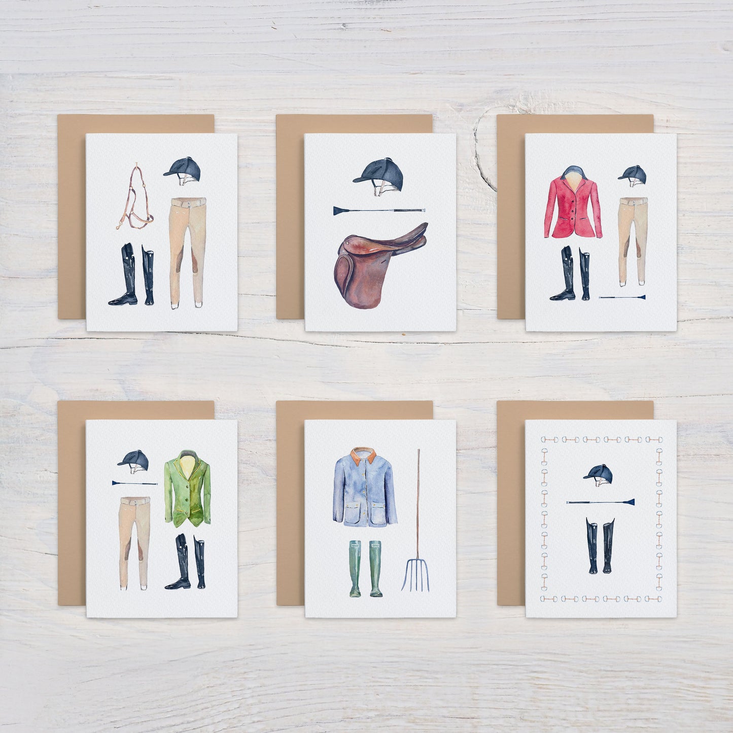 Equestrian Note Card Set (6 assorted designs)