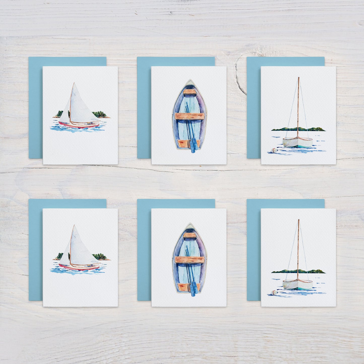 Assorted Boats - Watercolor Card Set