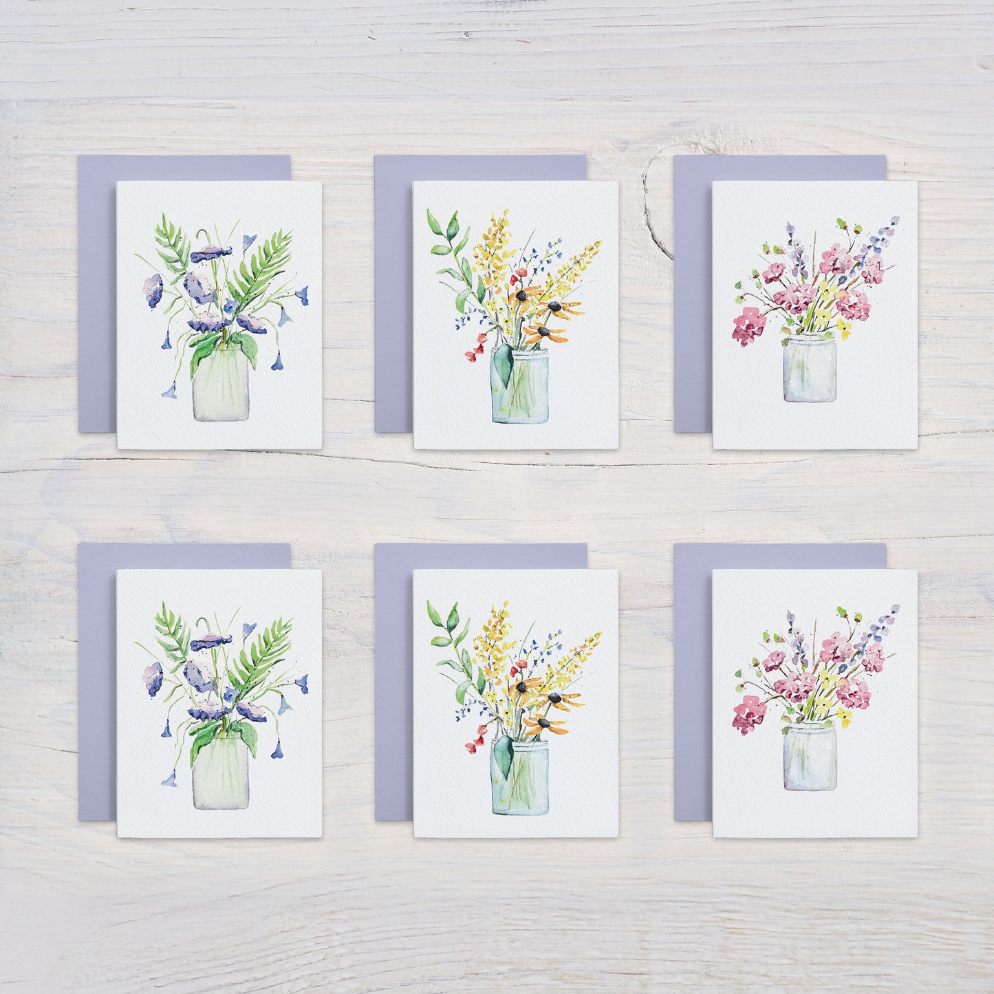 Wild Flowers Watercolor Note Card Set - Assorted Designs