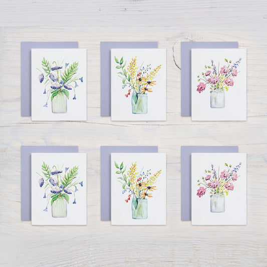 Wild Flowers Watercolor Note Card Set - Assorted Designs