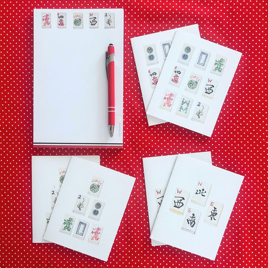 Mahjong Gift Bundle: Notepad, Card Set & Pen