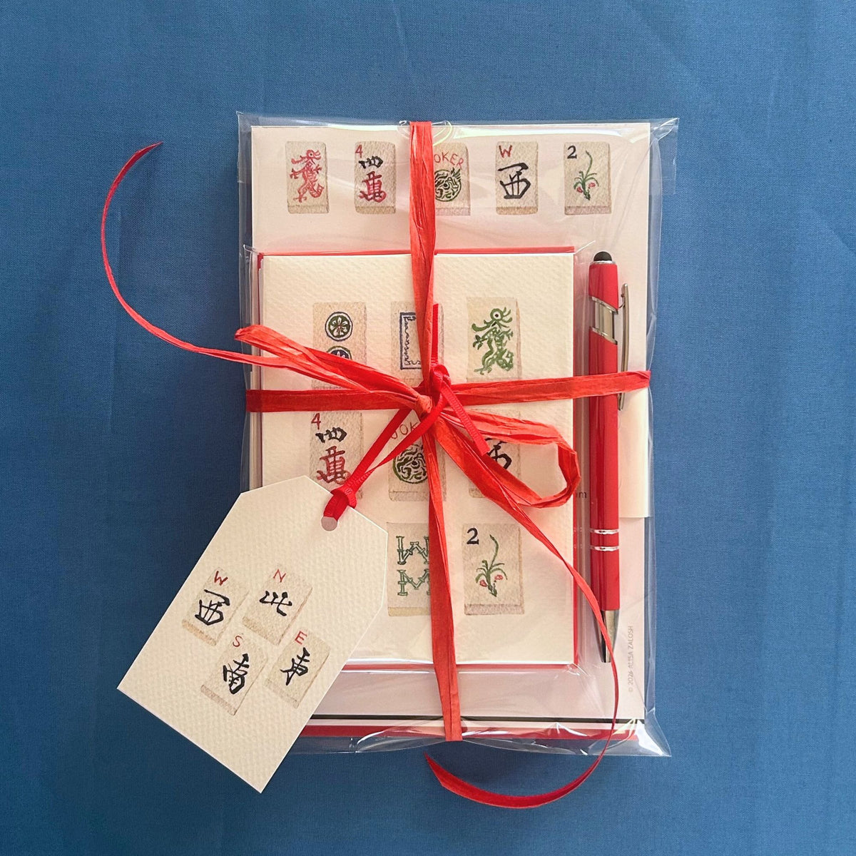 Mahjong Gift Bundle: Notepad, Card Set & Pen
