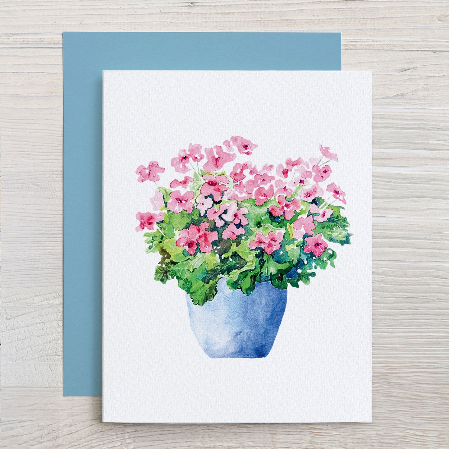 Watercolor Geraniums Note Card