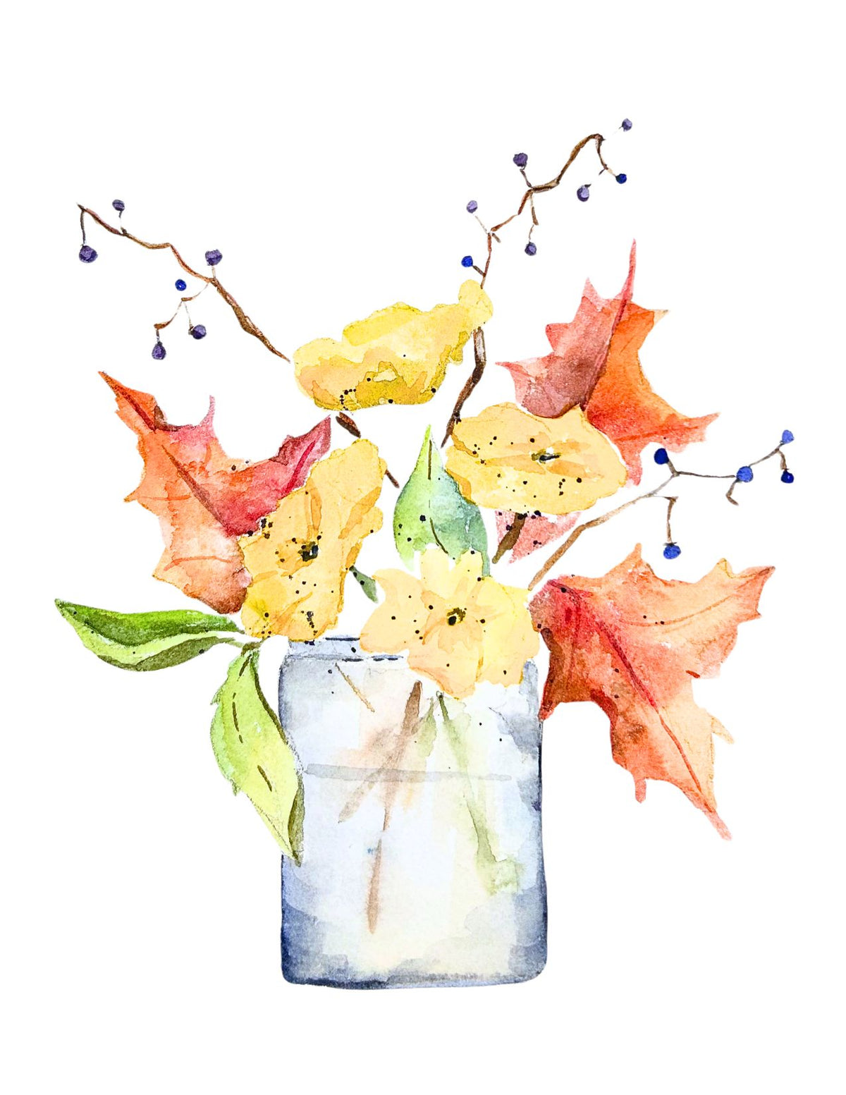 Autumn Wildflowers Watercolor Note Card Set - Assorted Designs