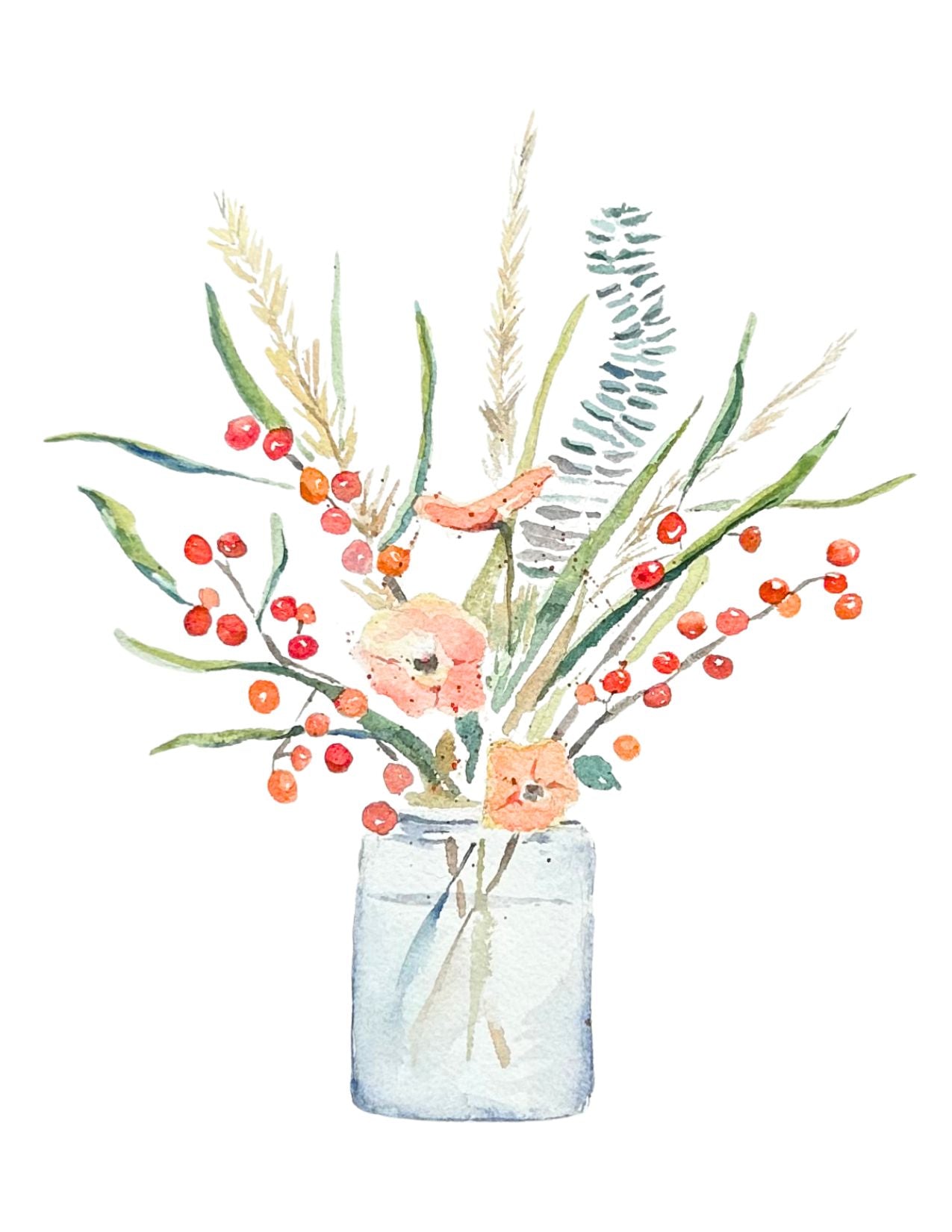 Autumn Wildflower Bouquet with Orange Berries