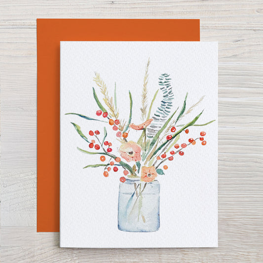 Autumn Wildflower Bouquet with Orange Berries