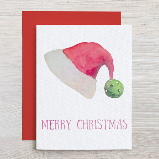 Santa's Hat with Pickleball Christmas Note Card Set