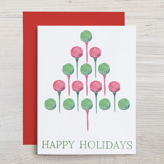 Golf Christmas Tree Note Card Set (Happy Holidays)