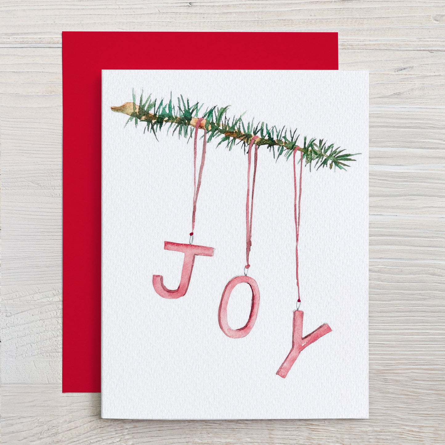 Holiday "JOY" Ornaments Watercolor Card