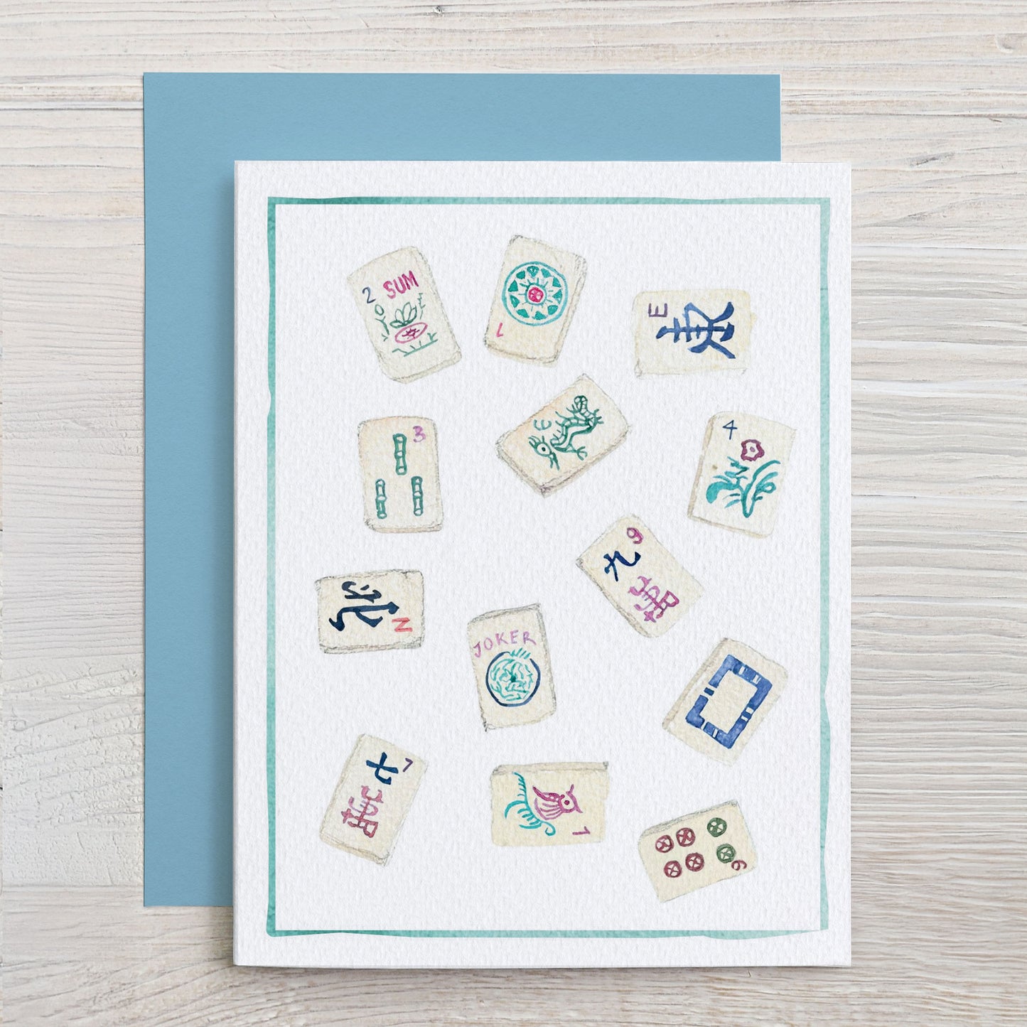 Scattered Mahjong Tiles - Card Set