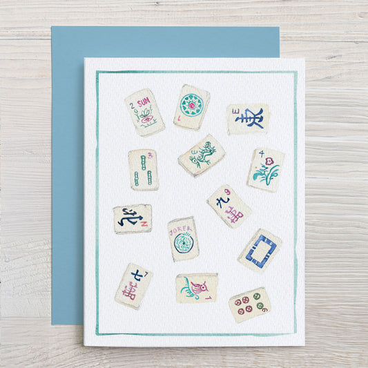 Scattered Mahjong Tiles - Card Set