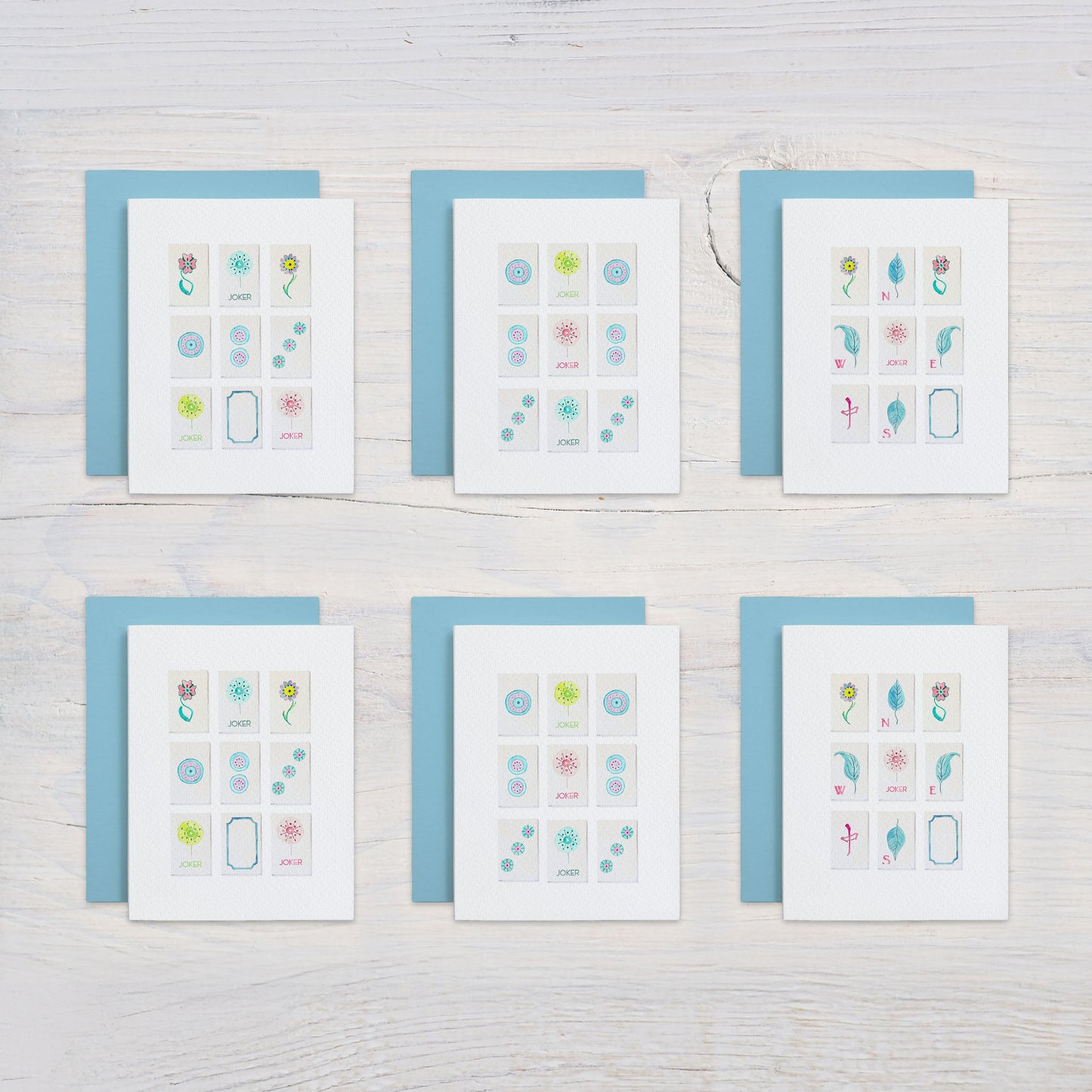 Mah Jongg Assorted Card Set - Bright Pastel Tiles
