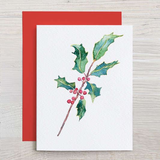 Holly Branch Holiday Note Card Set