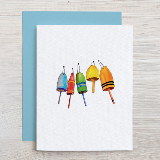 Colorful Buoys Watercolor Note Card Set