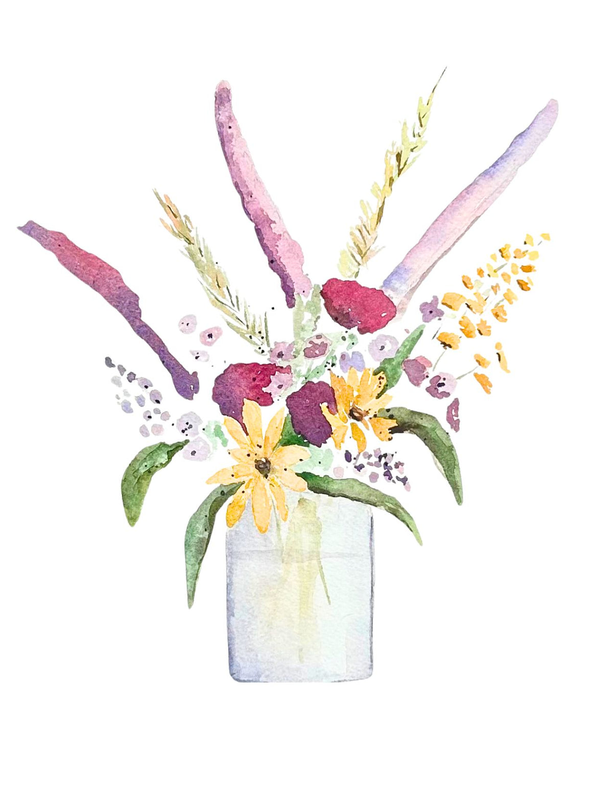 Autumn Wildflowers Watercolor Note Card Set - Assorted Designs