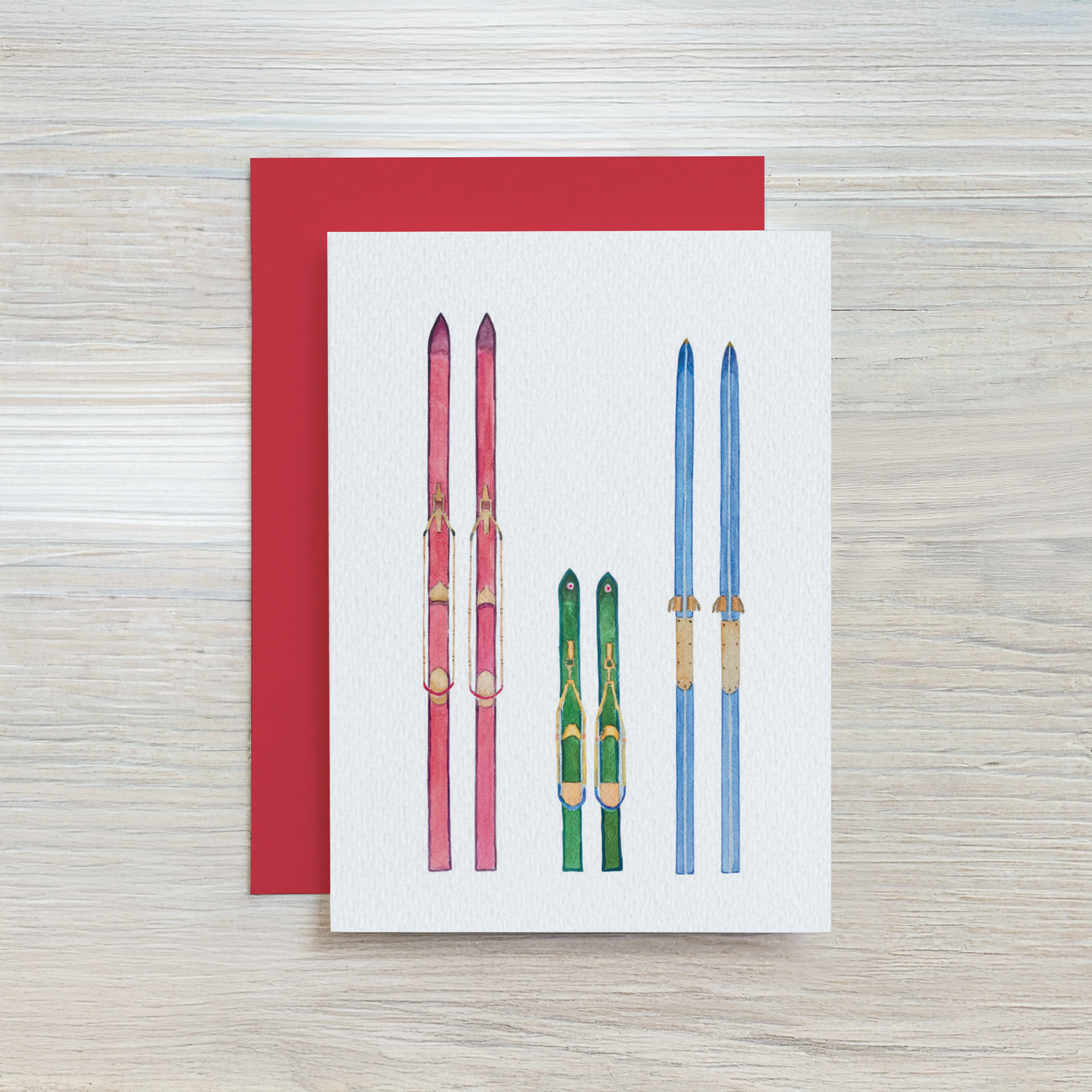 Vintage Skis Gift Enclosure Card Set