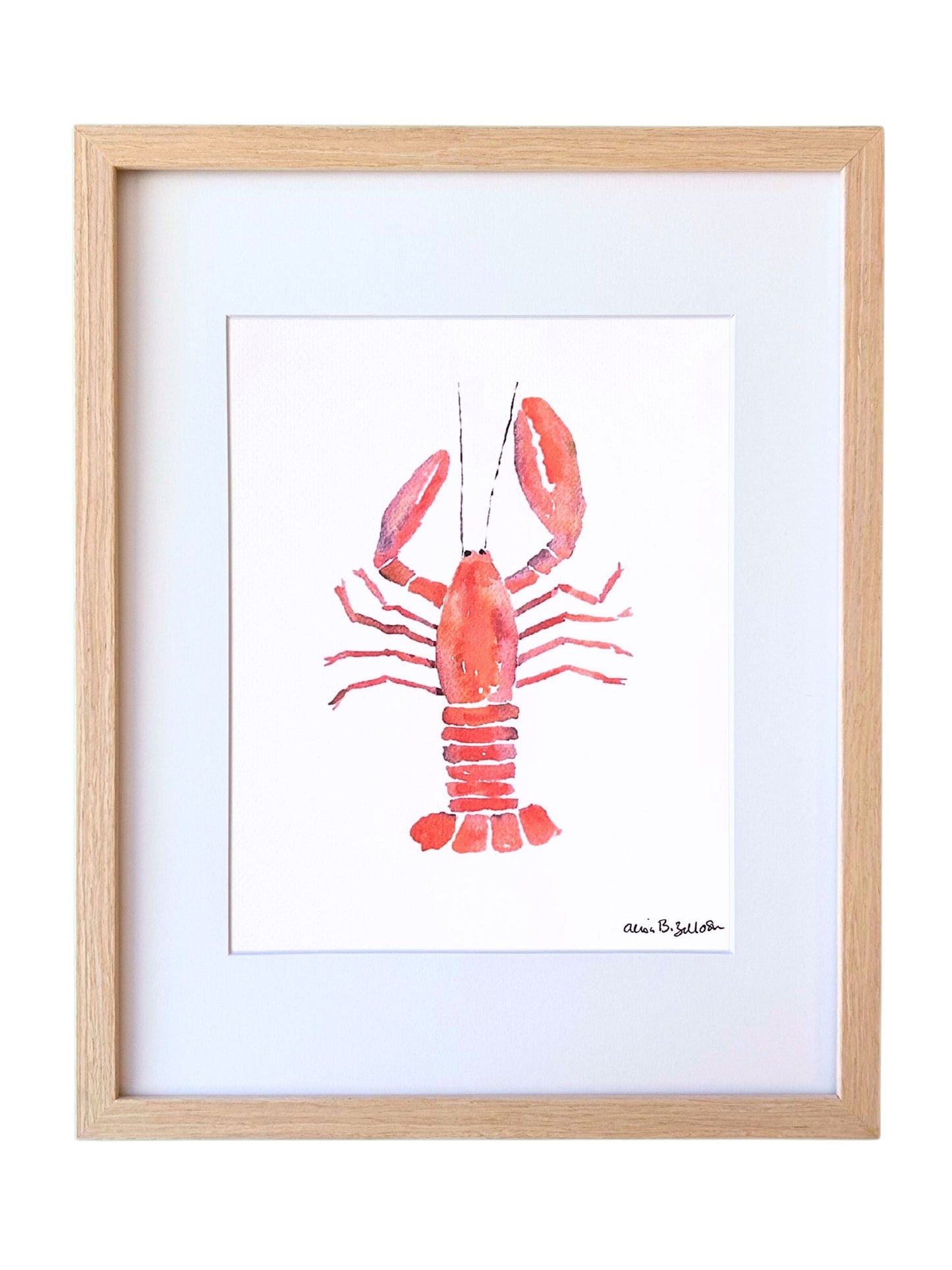 Lobster Shell Framed Watercolor Art Print