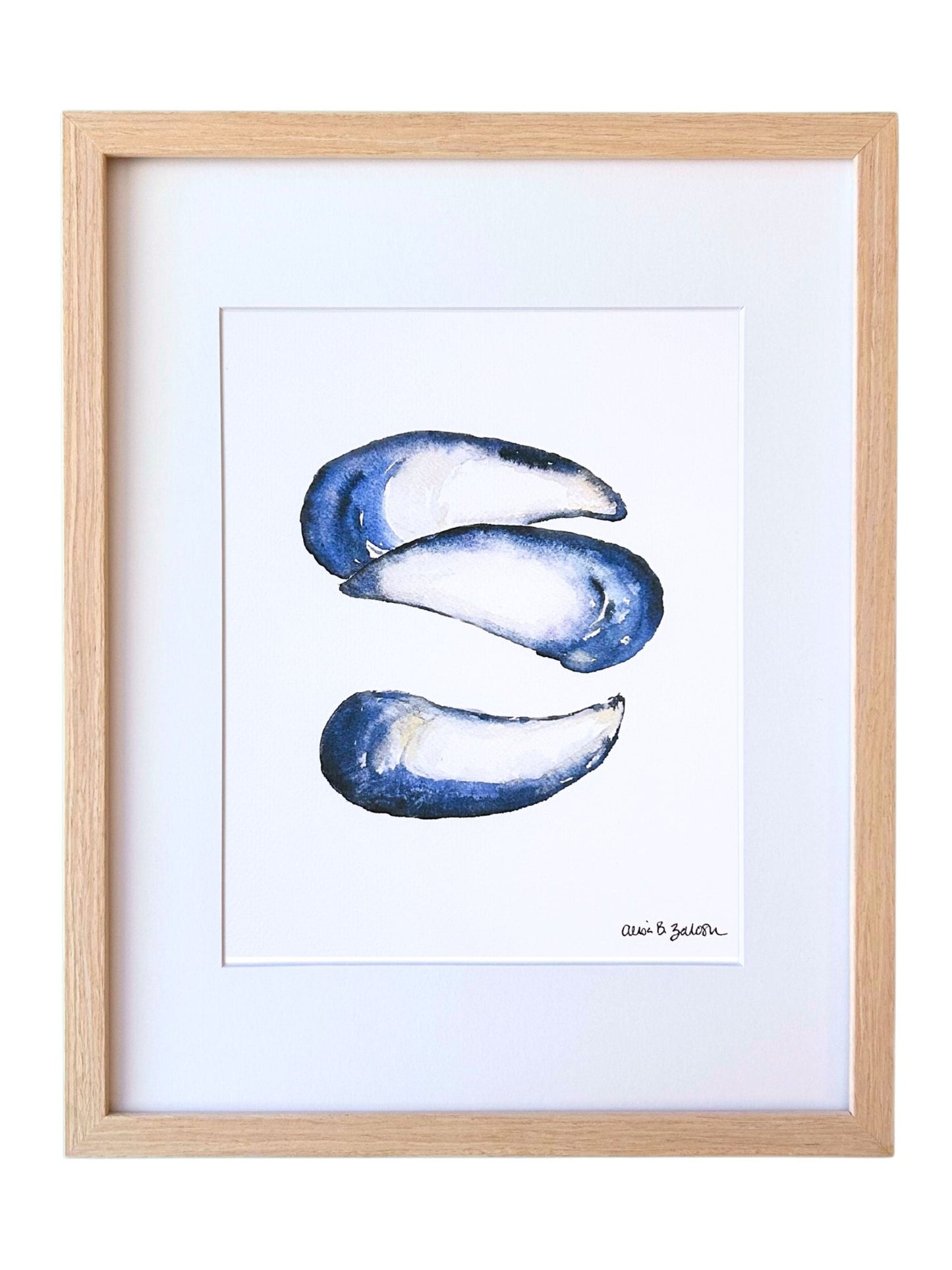 Mussel Shells Framed Watercolor Art Print