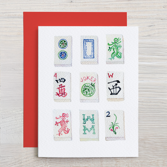 Nine Mah Jongg Tiles Note Card