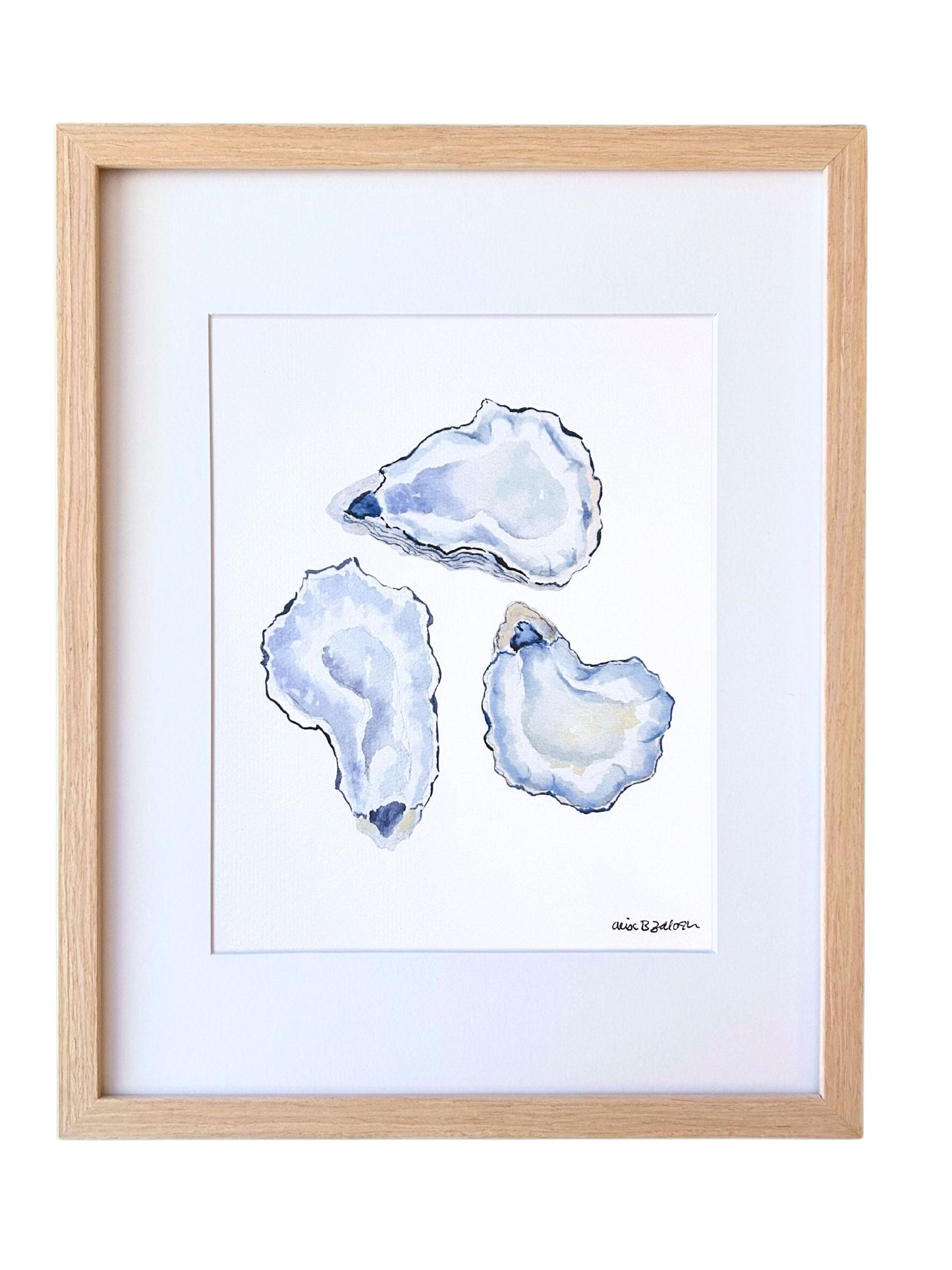 Oyster Shells Framed Watercolor Art Print