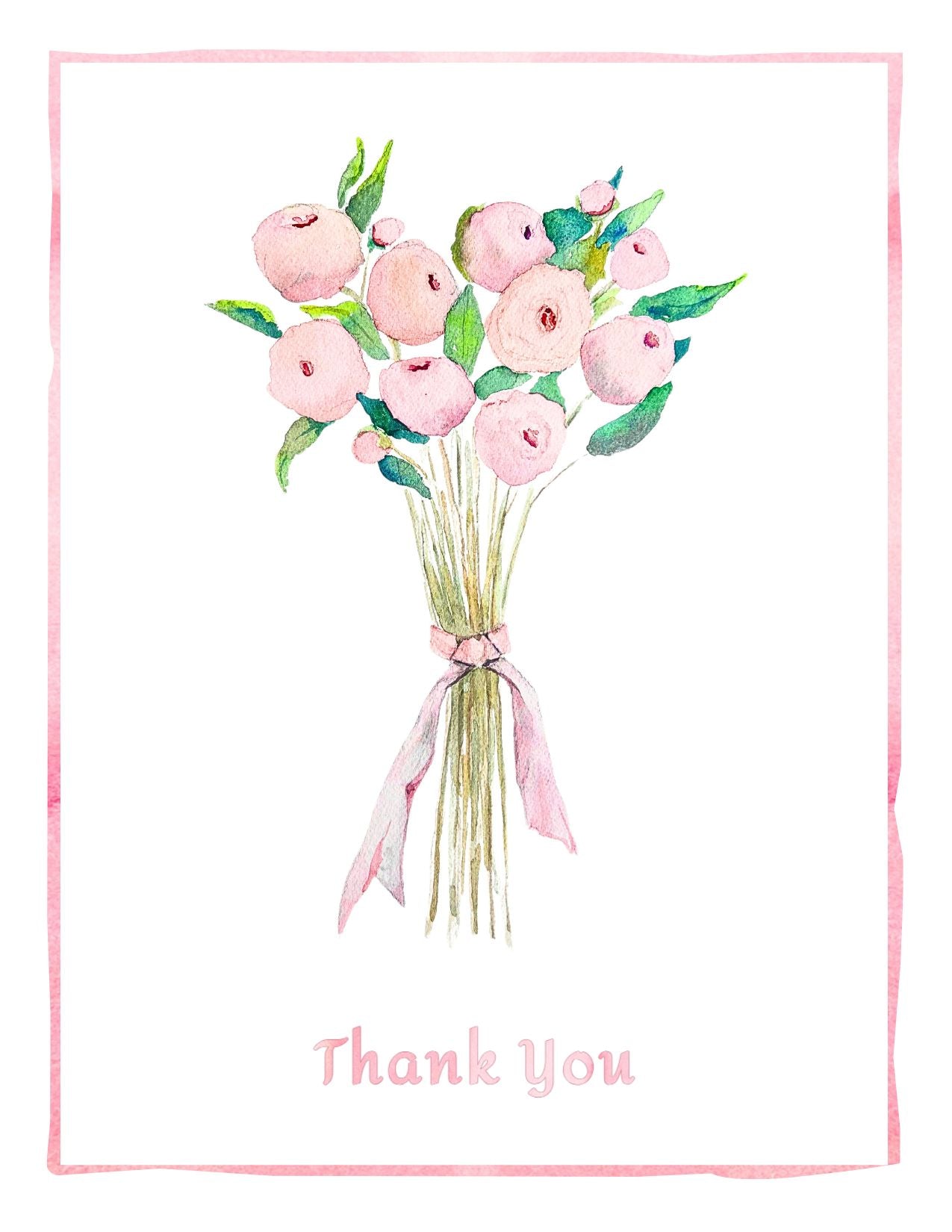 Thank you Note Card (Peony Bouquet)