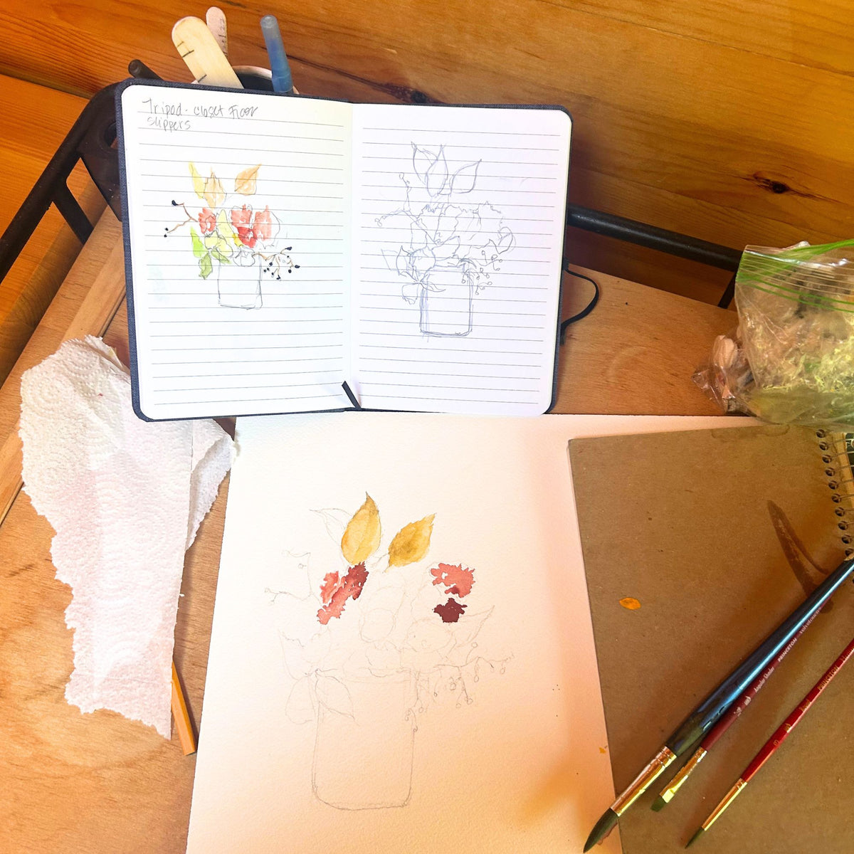 Autumn Wildflowers Watercolor Note Card Set - Assorted Designs