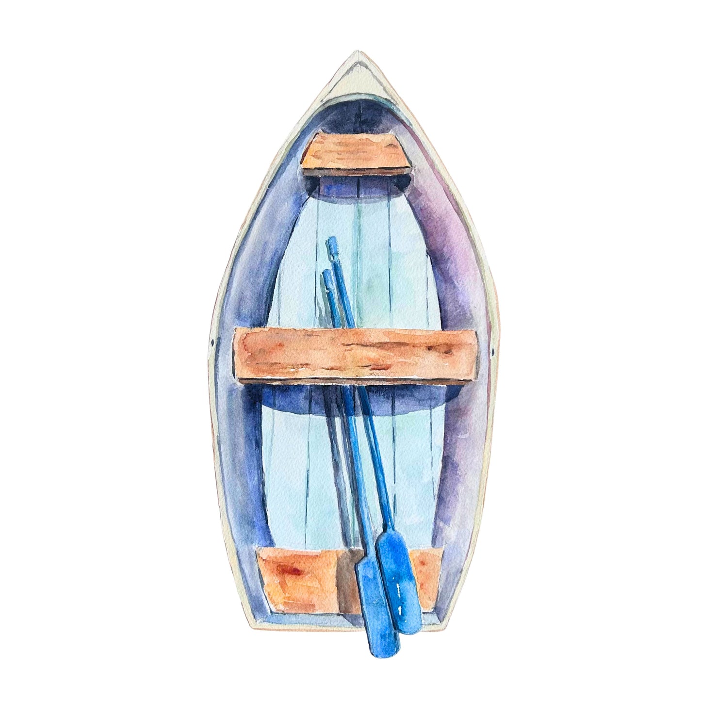 Blue Rowboat Framed Watercolor Art Print