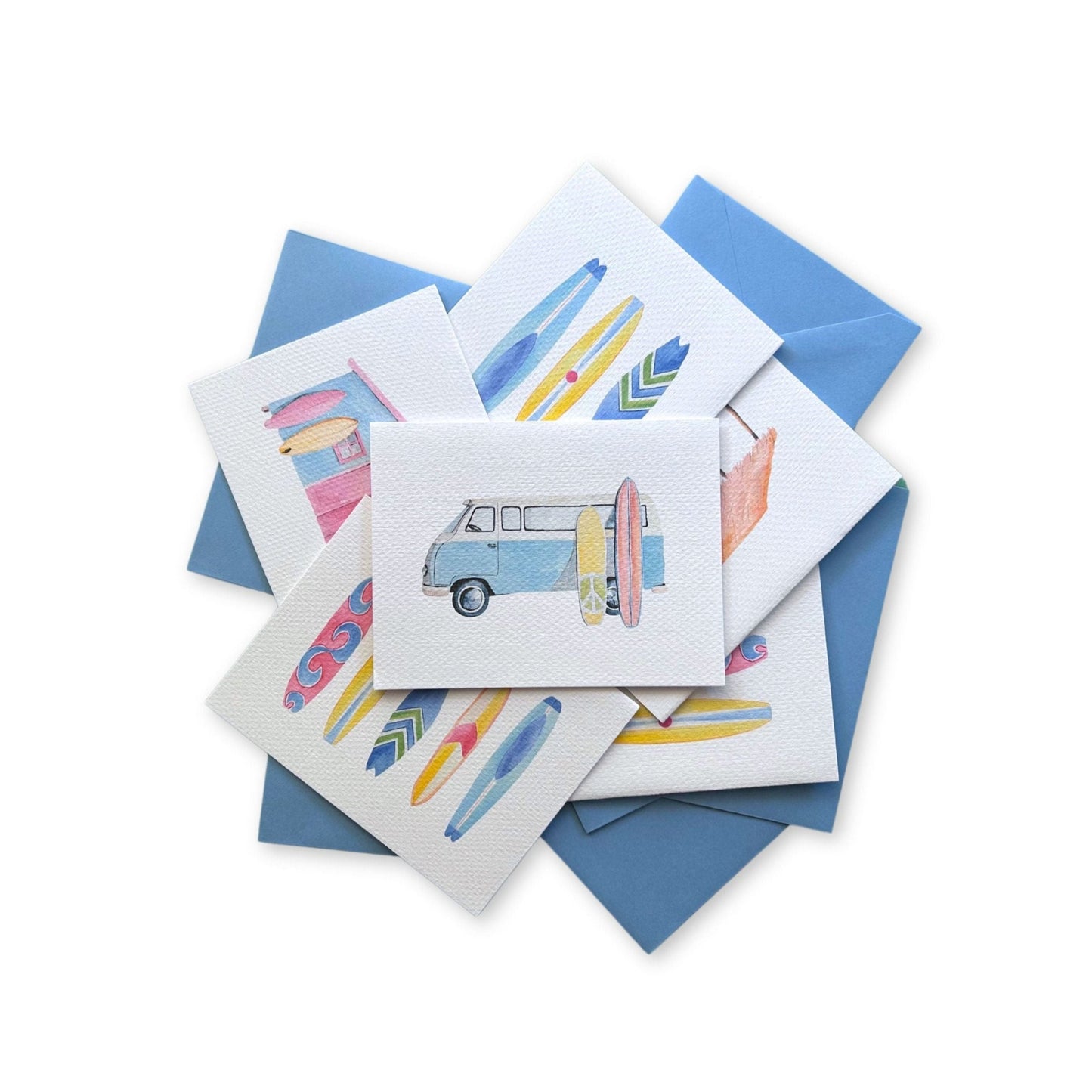 Surfing Watercolor Note Card Set (6 assorted designs)