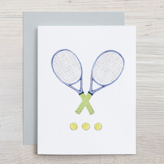 Crossed Tennis Rackets Watercolor Note Card Set