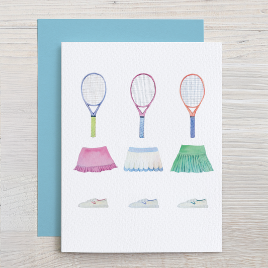 Ladies' Tennis Watercolor Note Card Set